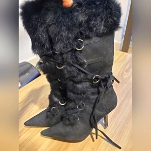 Bakers Sexy Suede & Fur Zip Up black Boots 7